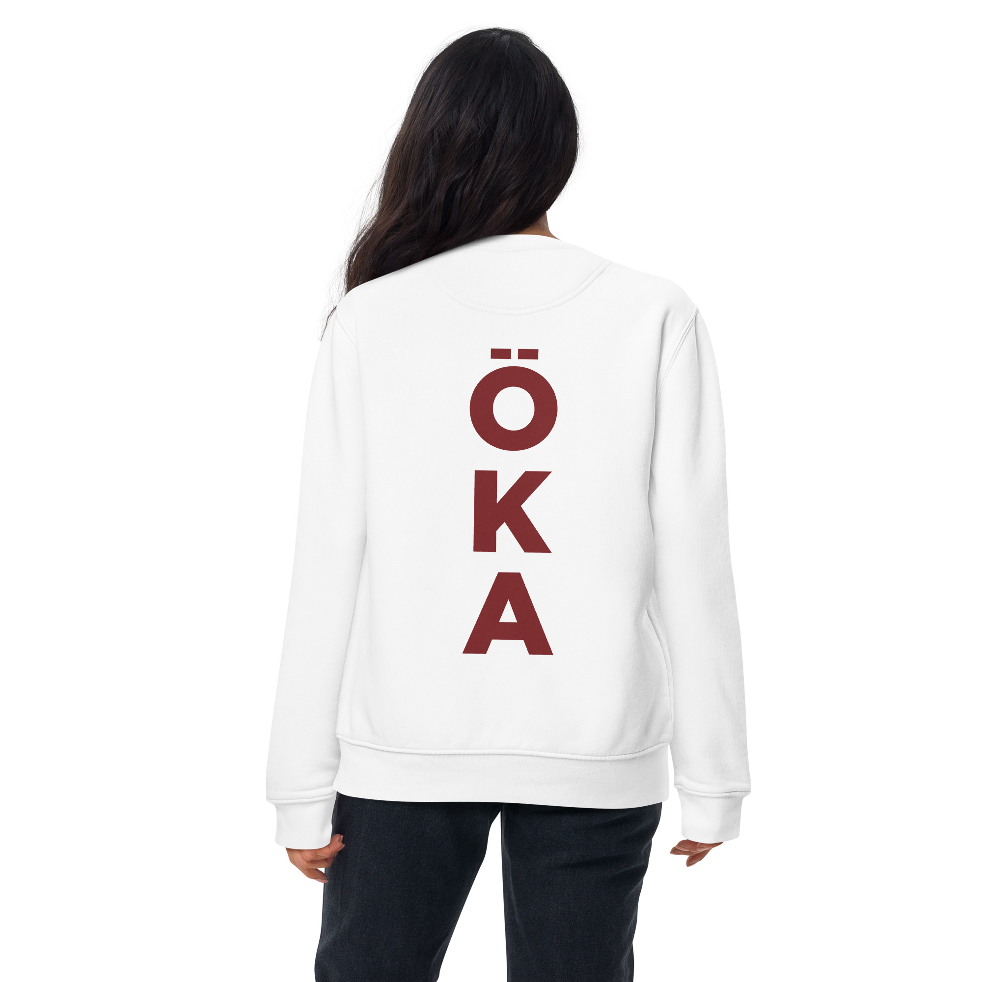 Oka Vertical Logo Back Premium Crewneck Sweatshirt