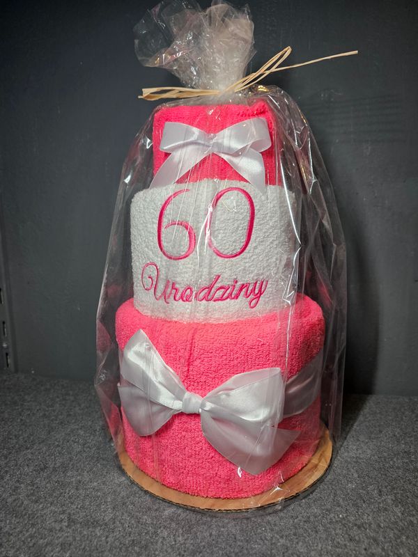 Tort z ręczników 60 urodziny
