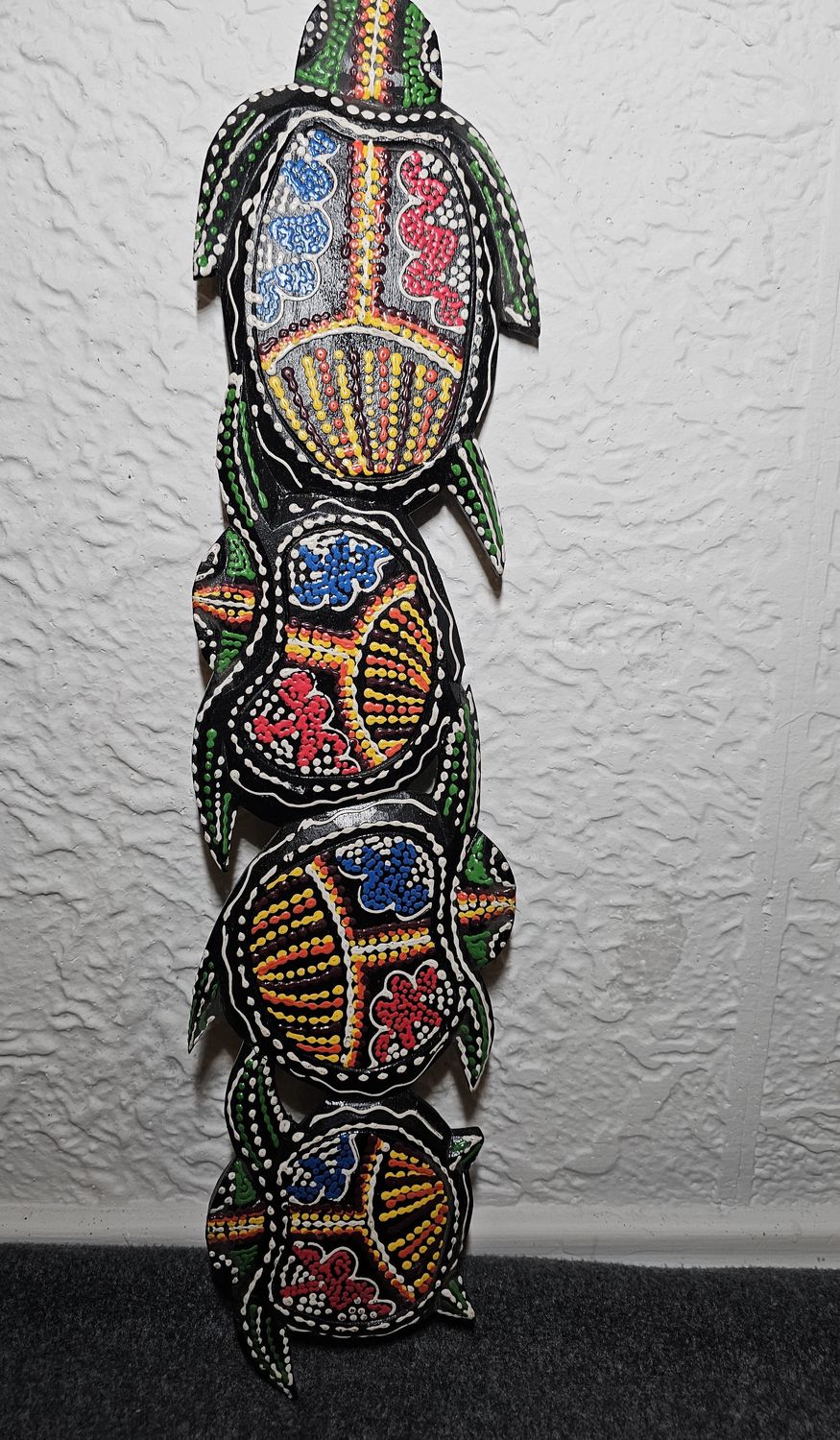 Płaskorzeźba drewniana żółwie kolor