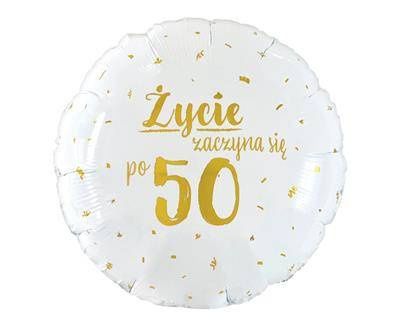 Balon foliowy biały Życie zaczyna się po 50