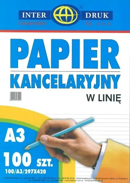 Papier kancelaryjny A3 linia