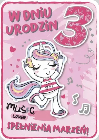 Kartka urodzinowa 3 urodziny mix wzorów