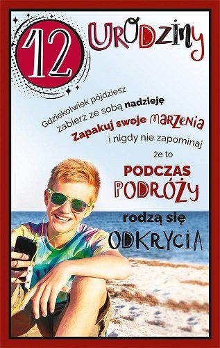 Kartka urodzinowa 12 lat mix wzorów