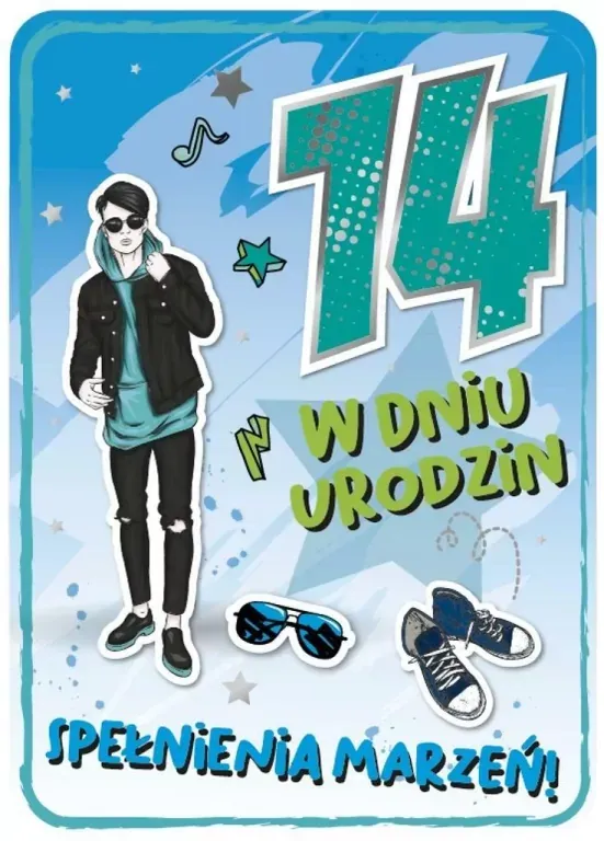 Kartka urodzinowa 14 lat mix wzorów