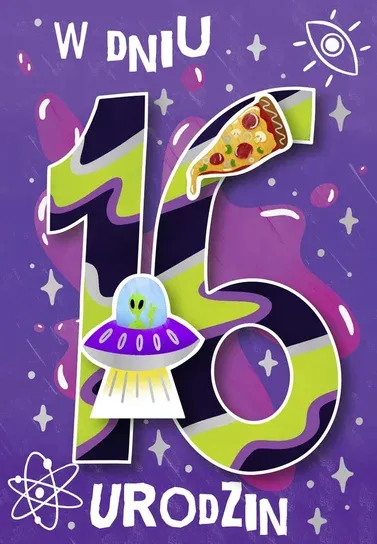 Kartka urodzinowa 16 lat mix wzorów