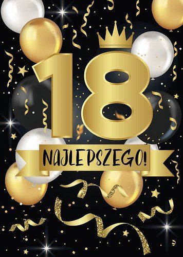 Kartka urodzinowa 18 lat mix kolorów