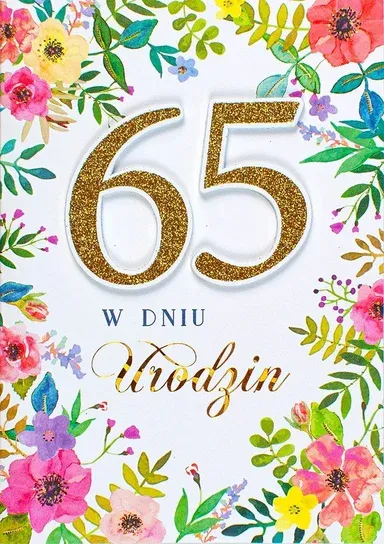 Kartka urodzinowa 65 lat mix wzorów