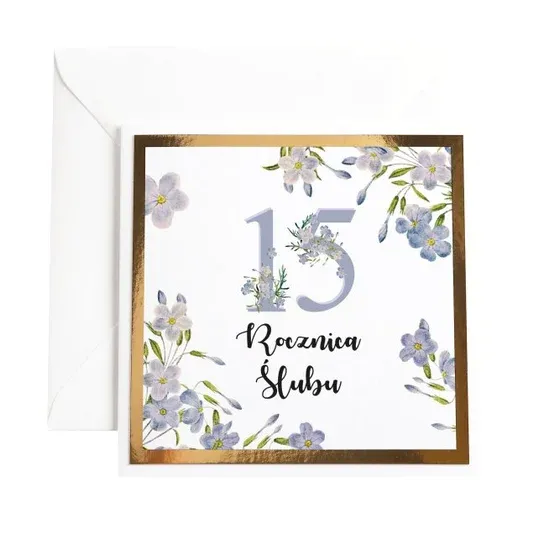 Kartka 15 rocznica ślubu mix wzorów