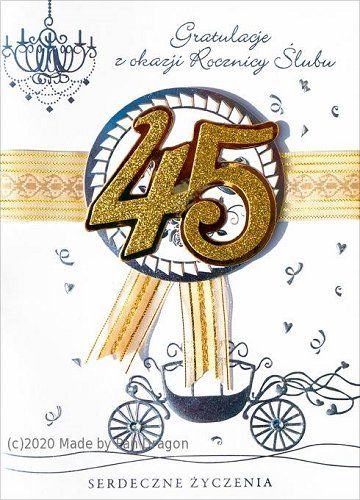 Kartka 45 rocznica ślubu mix kolorów
