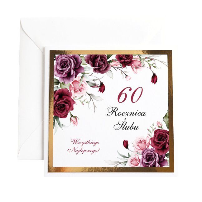 Kartka 60 rocznica ślubu mix wzorów