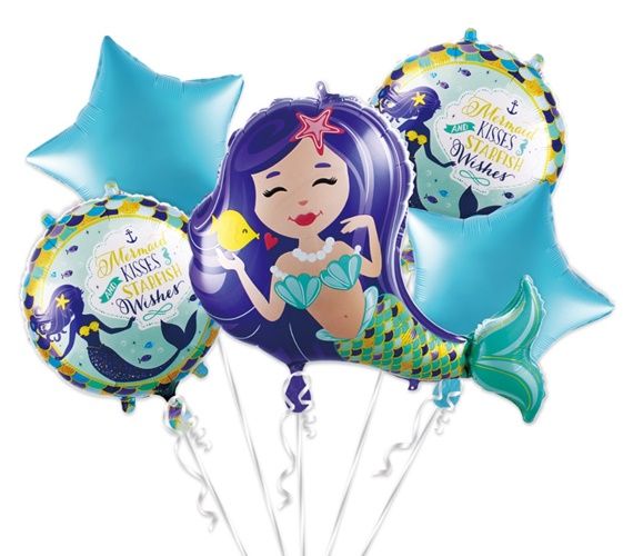 Balon foliowy SYRENKA zestaw 5 balonów