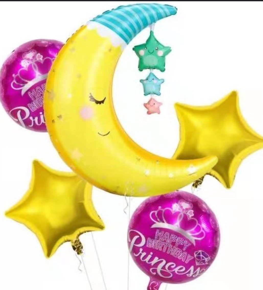 Balon foliowy zestaw 5szt księżyc