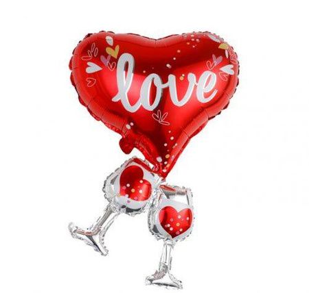 Balon foliowy serce z kieliszkami
