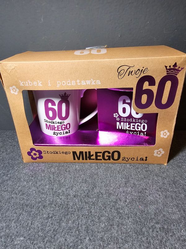 Kubek z podstawką 60urodziny