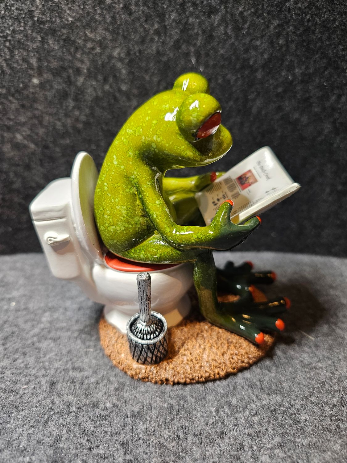 Żaba na wc z gazetą