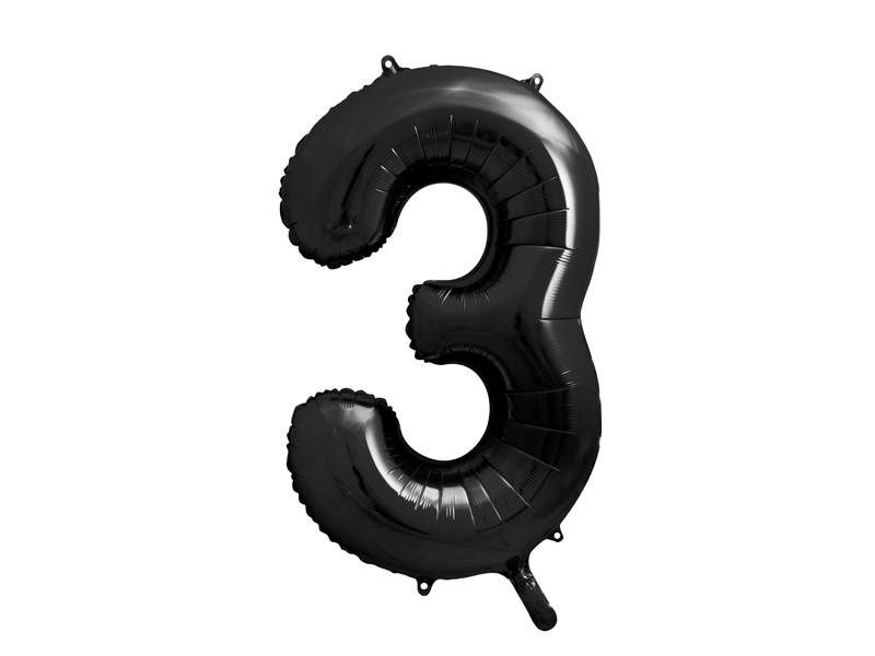 Balon foliowy cyfra 3 czarna