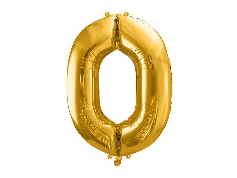 Balon foliowy cyfra złota 0