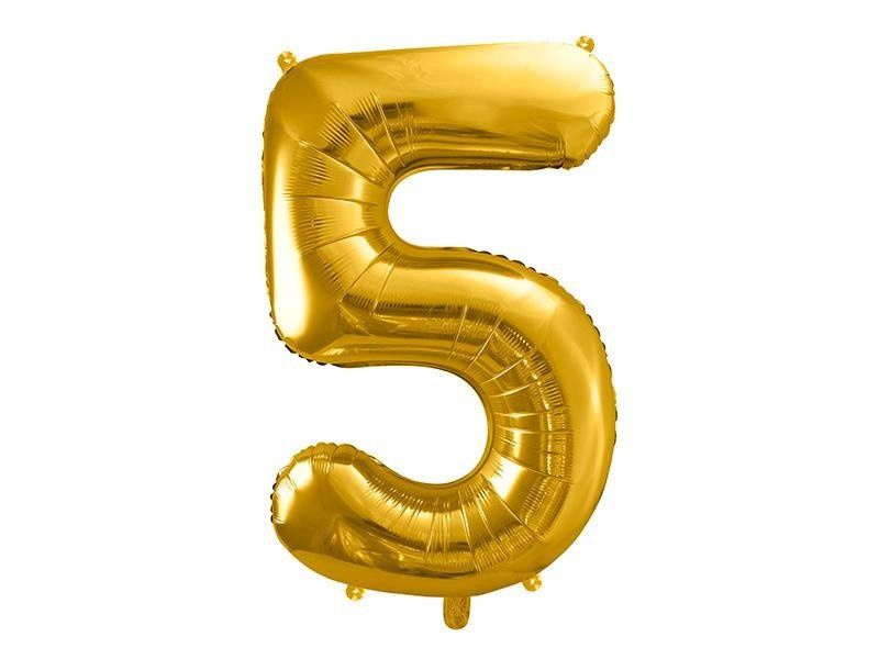 Balon foliowy cyfra 5 złota