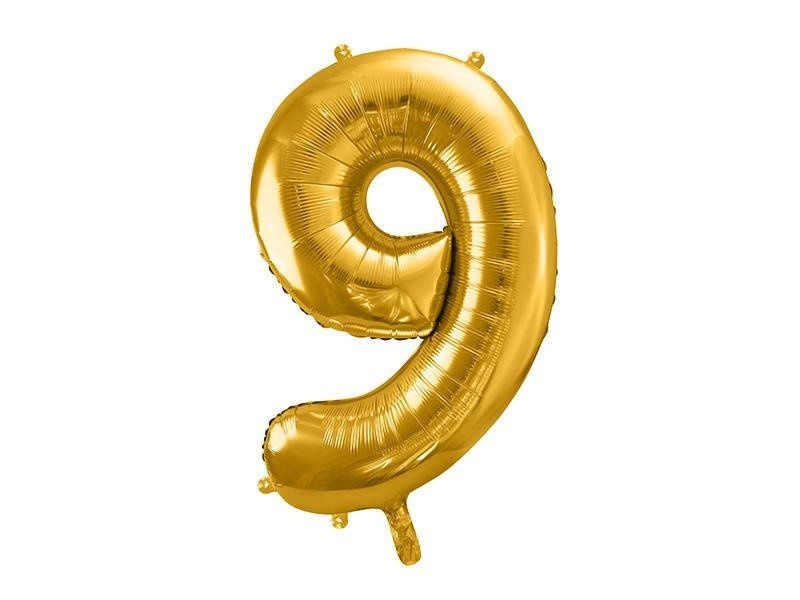 Balon foliowy cyfra 9 złota