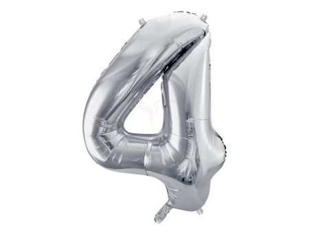Balon foliowy cyfra 4 srebrna
