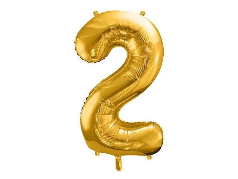 Balon foliowy cyfra 2 złota