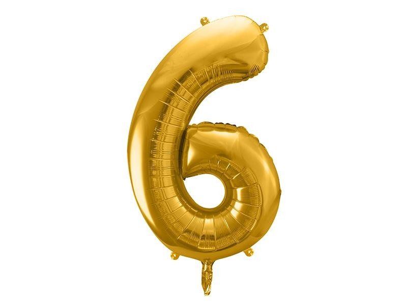 Balon foliowy cyfra 6 złota