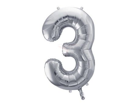 Balon foliowy cyfra 3 srebrna