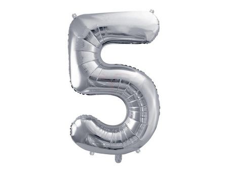 Balon foliowy cyfra 5 srebrna