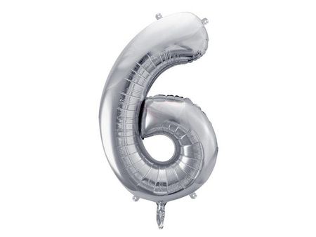 Balon foliowy cyfra 6 srebrna