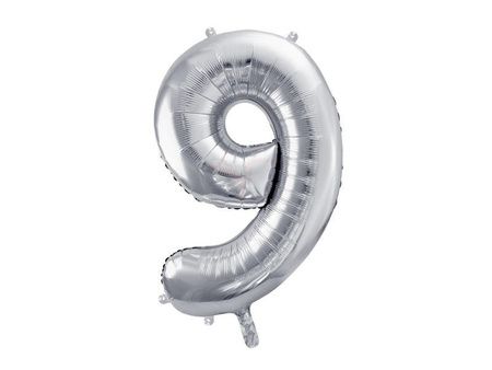 Balon foliowy cyfra 9 srebrna