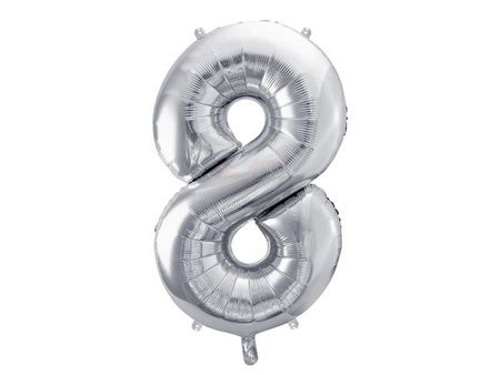 Balon foliowy cyfra 8 srebrna