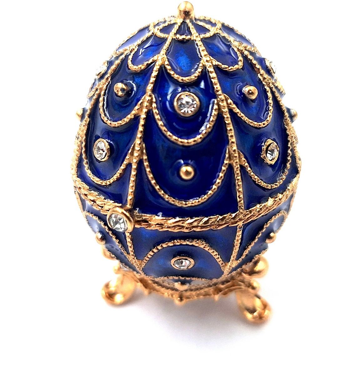 Szkatułka jajo Faberge granatowo złote
