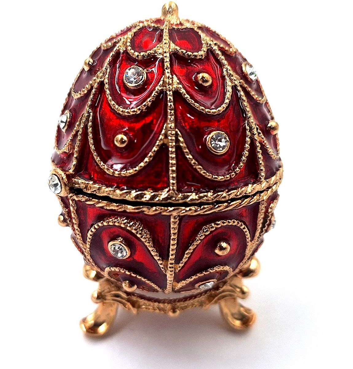 Szkatułka jajo Faberge czerwono-złote