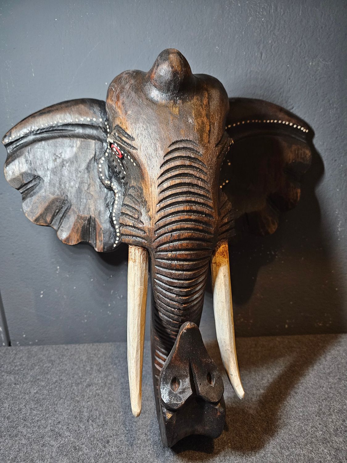 Słoń głowa drewniana dekoracja