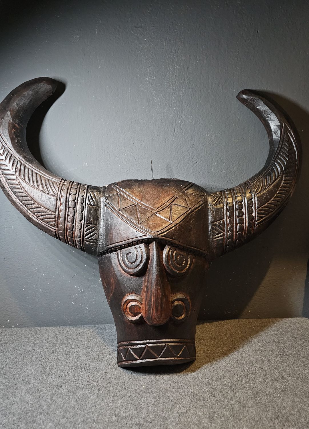 Bawół głowa drewniana dekoracja