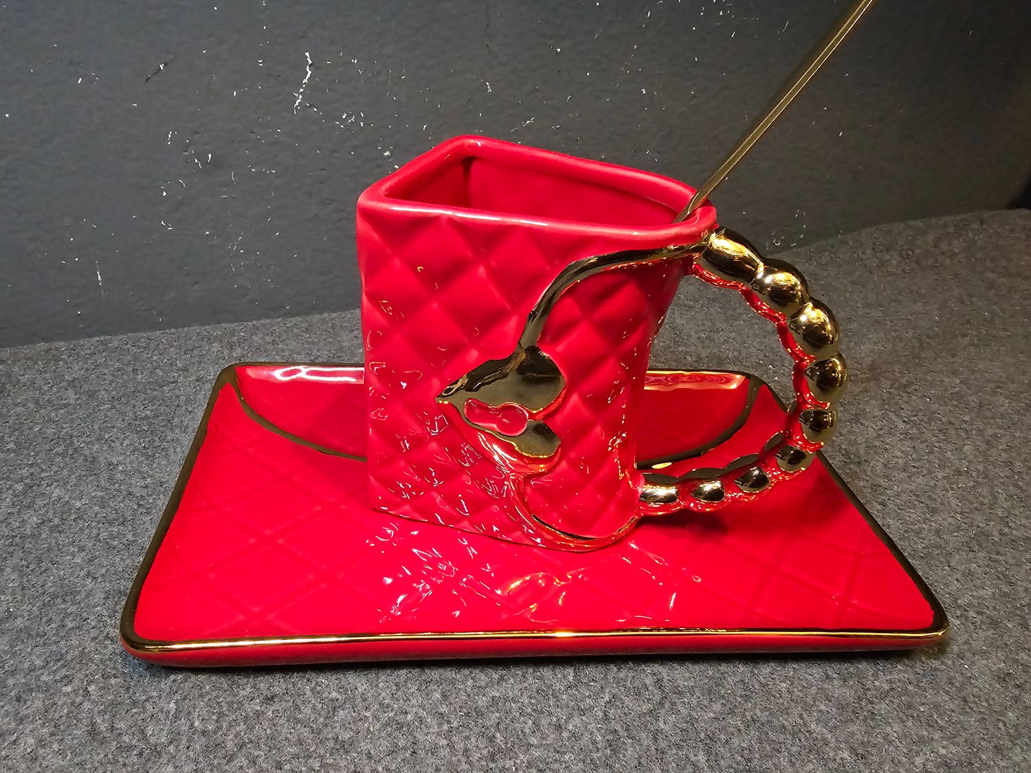 Kubek torebka z podstawką i łyżeczką