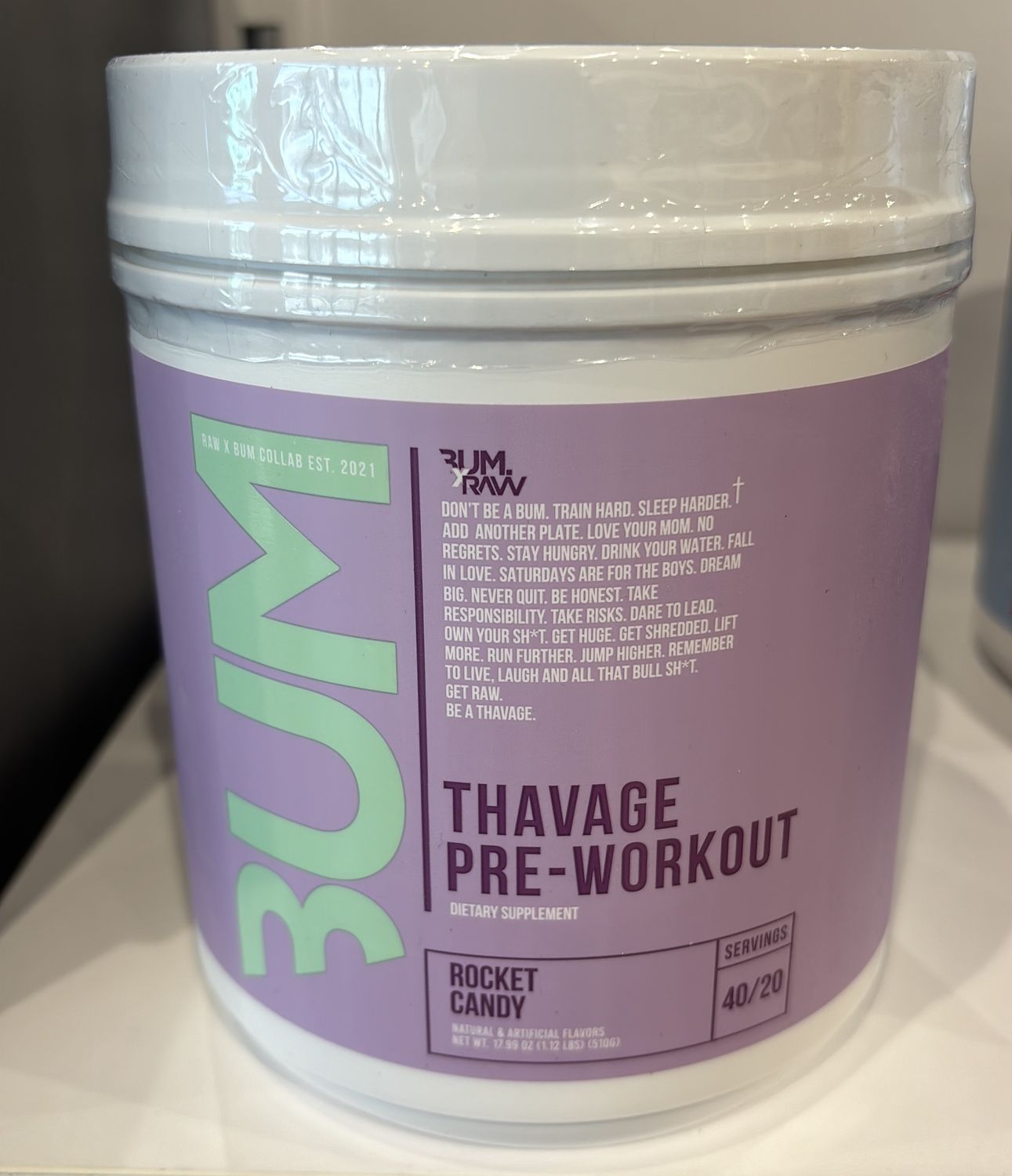 CBum thavage pre workout rocket candy 40/20 servings