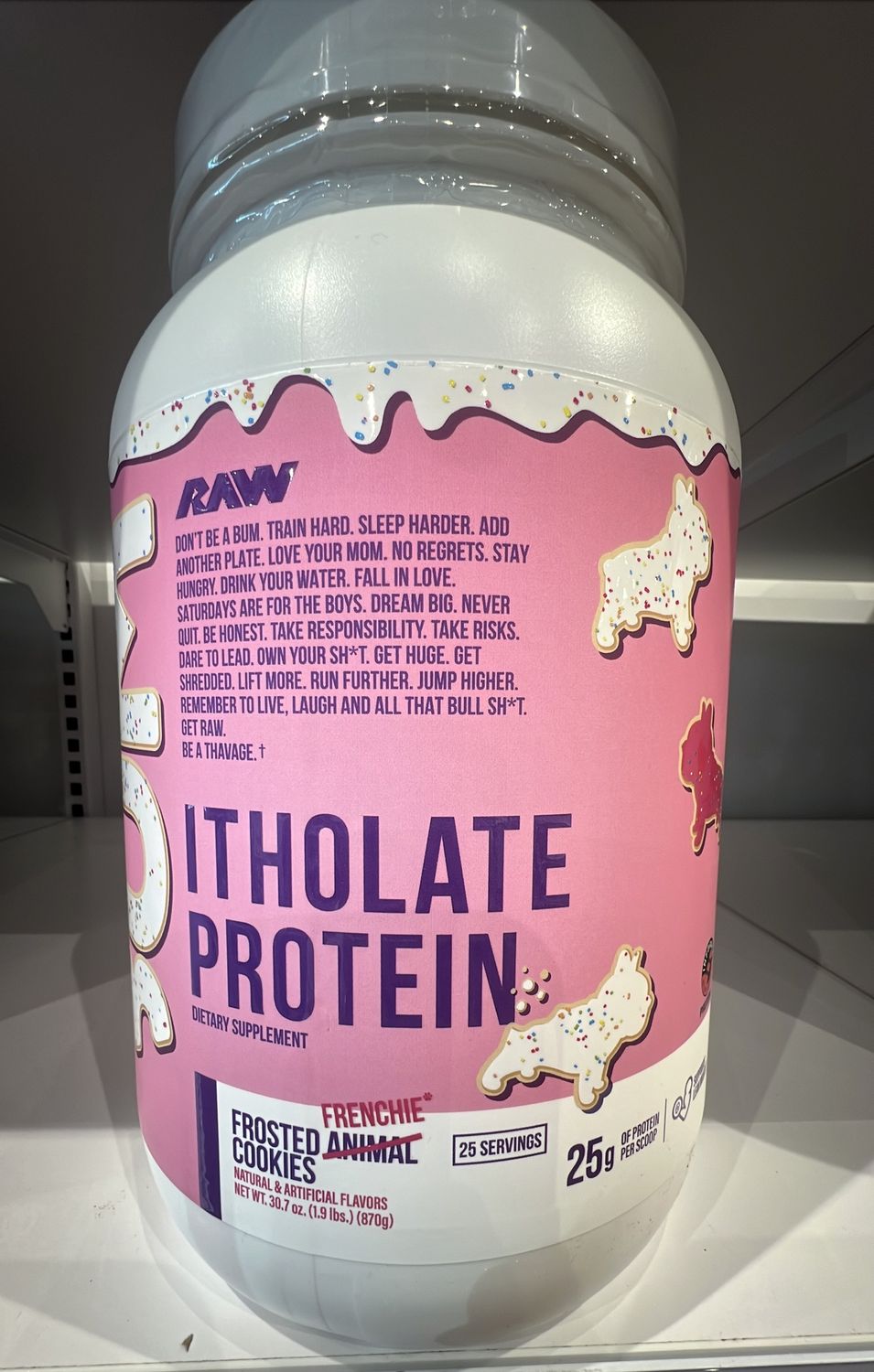 CBUM itholate frosted frenchie cookies protein