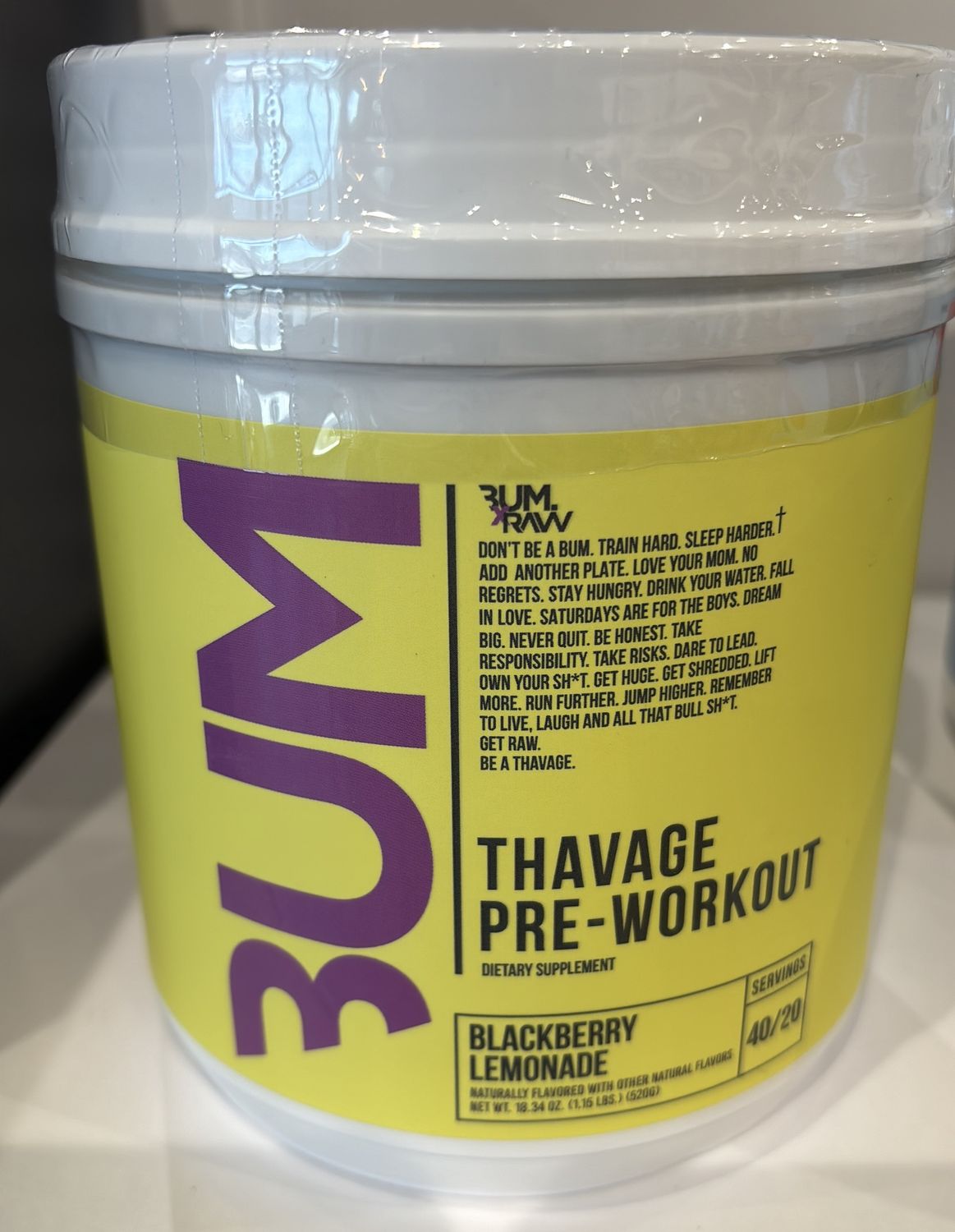 CBum thavage pre workout blackberry lemonade 40/20 servings