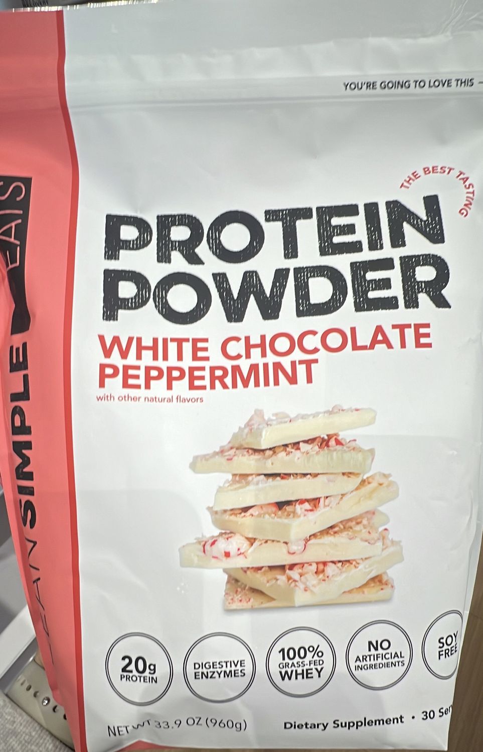 Clean simple eats white chocolate peppermint protein 
