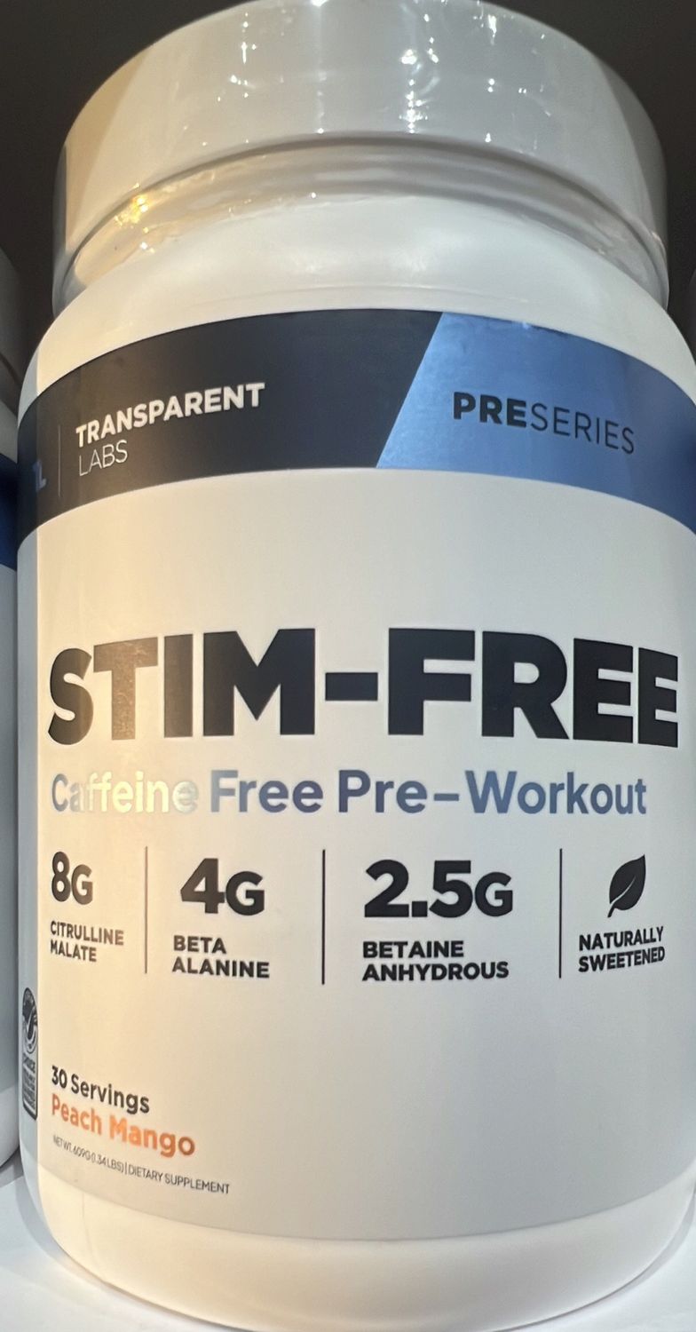 Transparent Labs Stim Free Preworkout peach mango