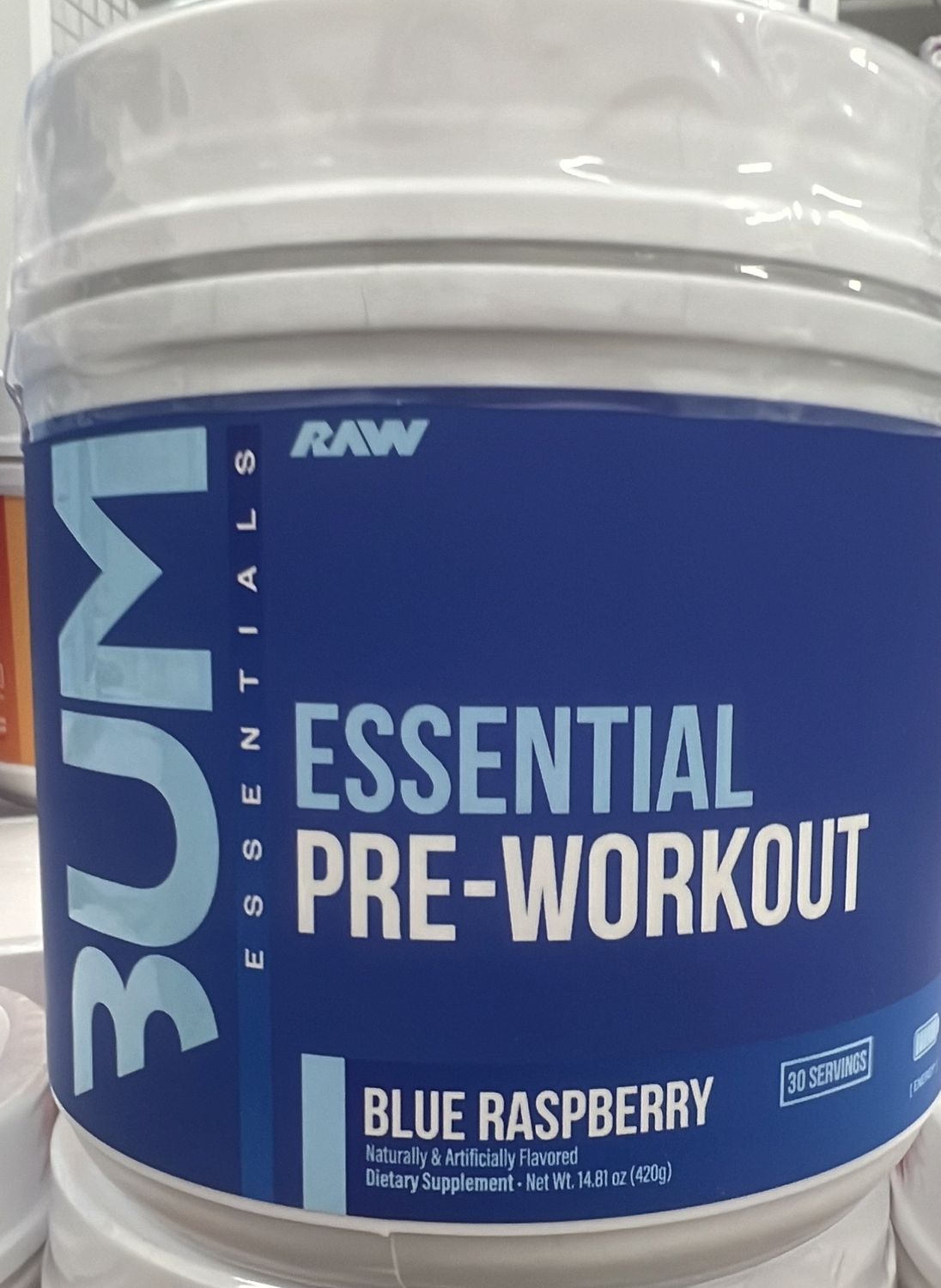 bum essential pre workout blue raspberry