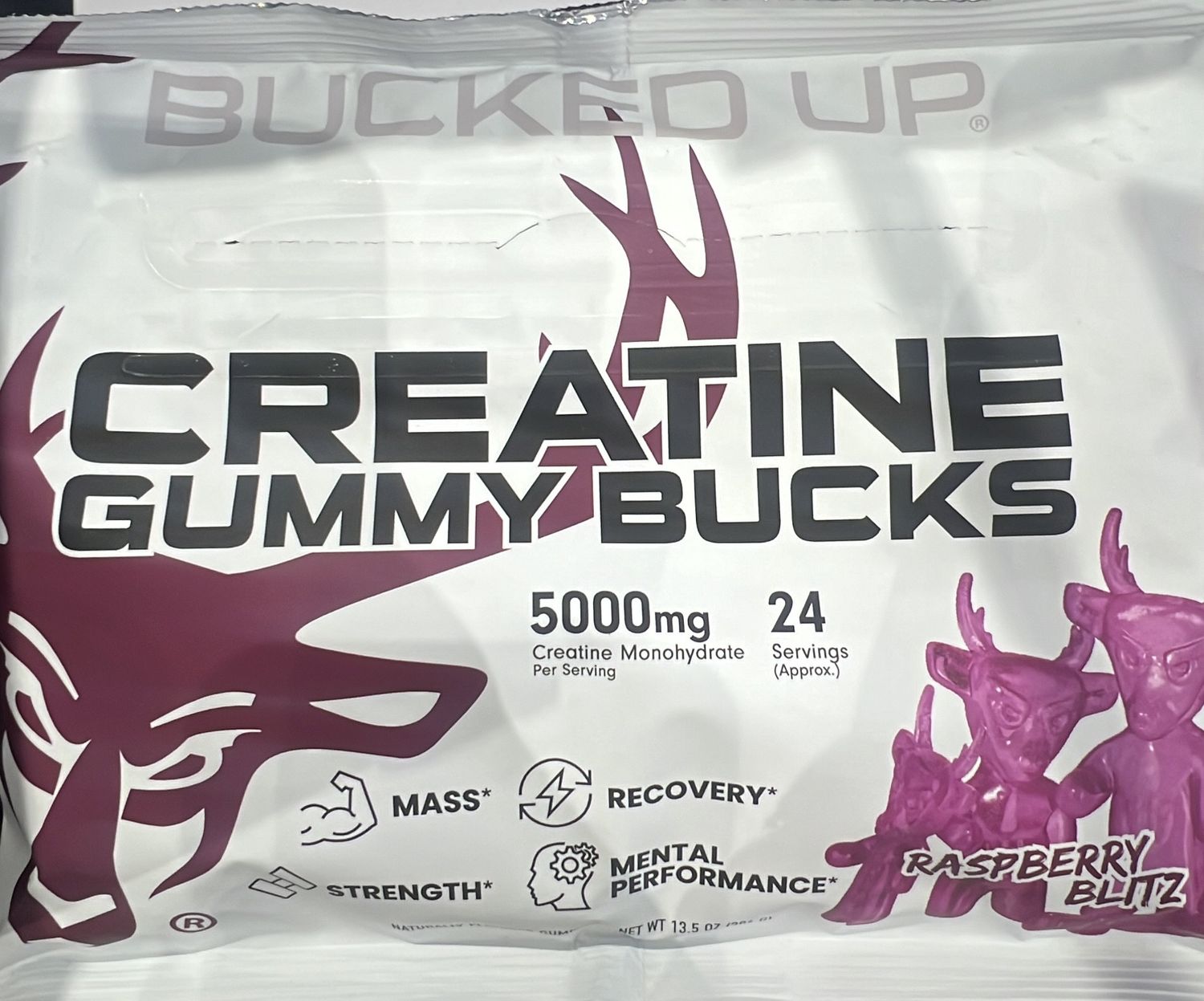 Bucked up Creatine Gummy Bucks raspberry blitz
