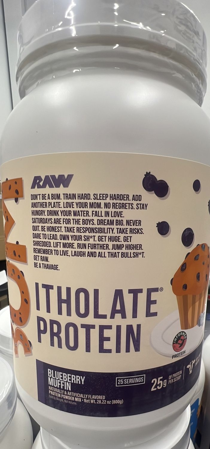 raw itholate blueberry muffin protein 