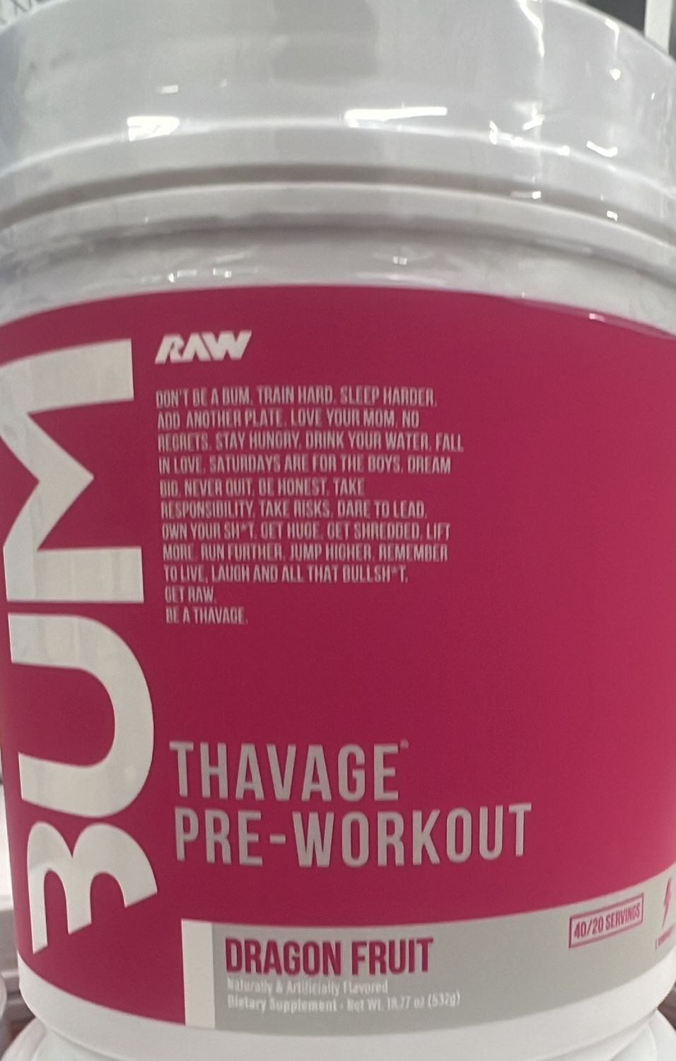 bum thavage preworkout dragon fruit