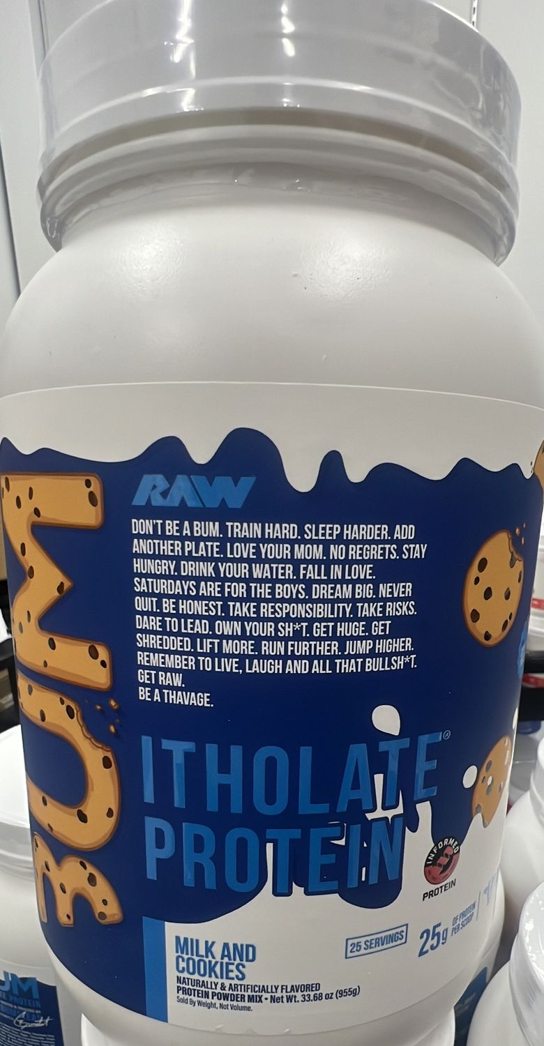 raw itholate milk and cookies protein 