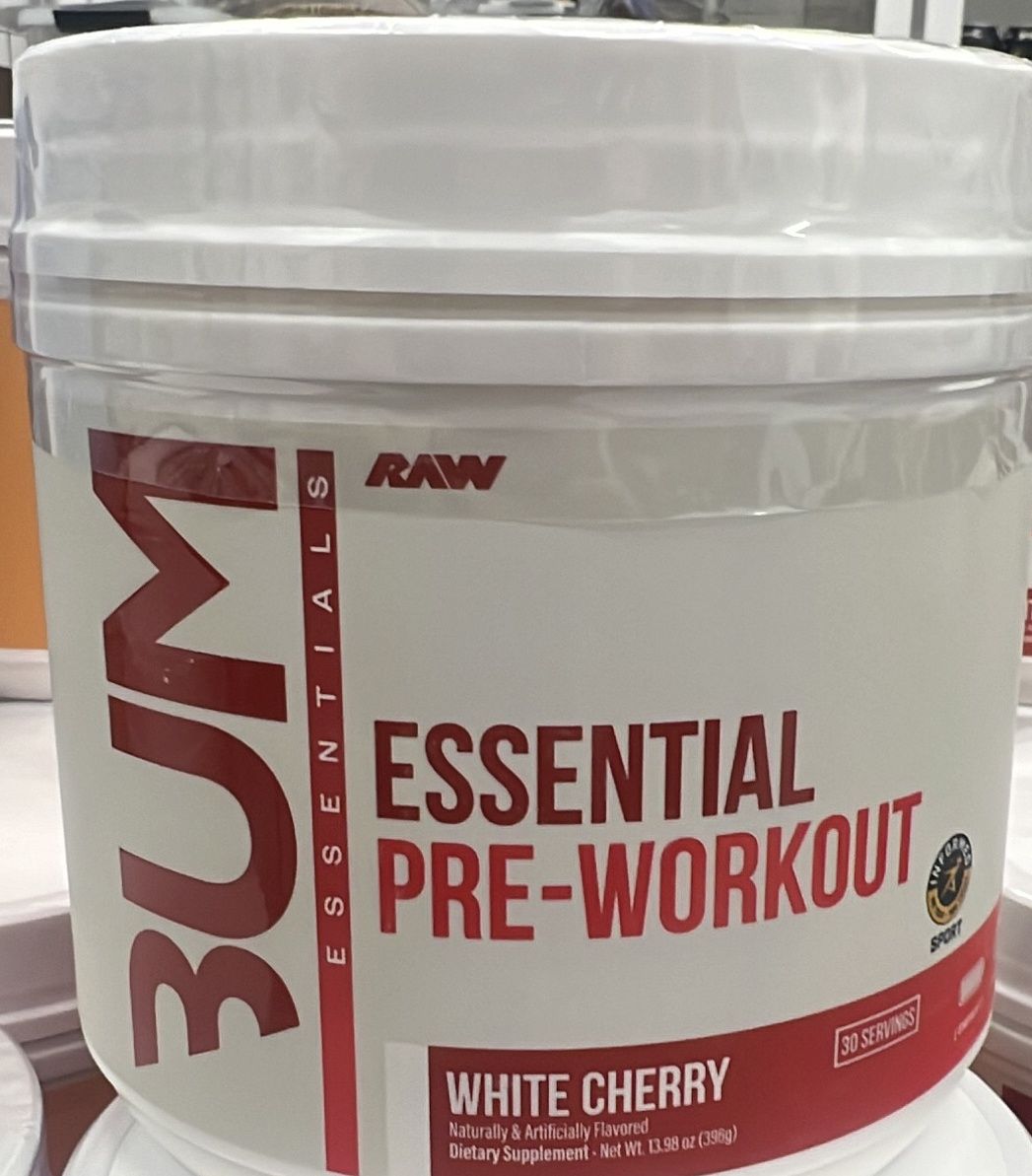 bum essential pre workout white cherry 