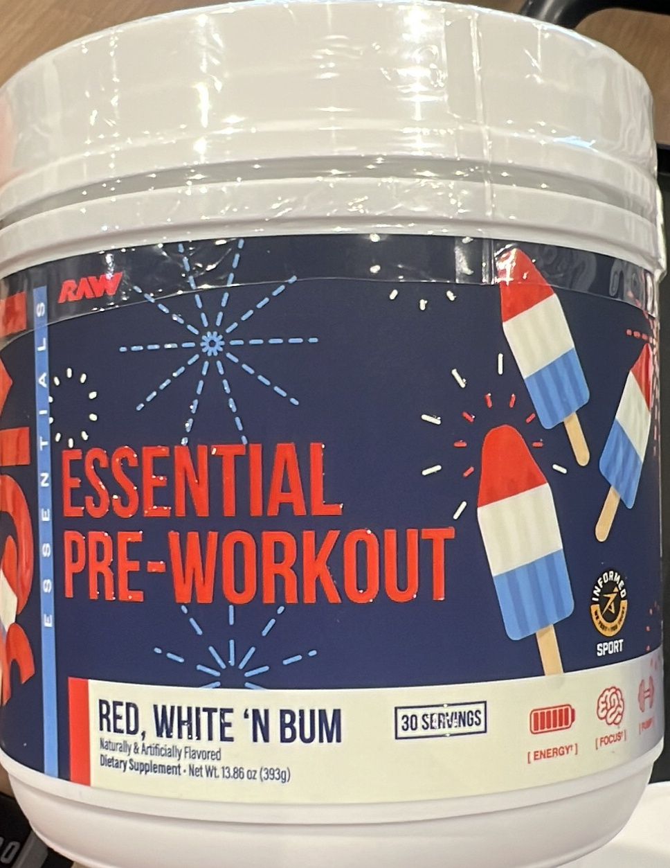 bum essential red white and bum pre workout