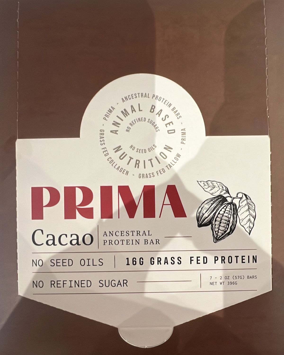 Ancestral Prima Cacao protein bar box