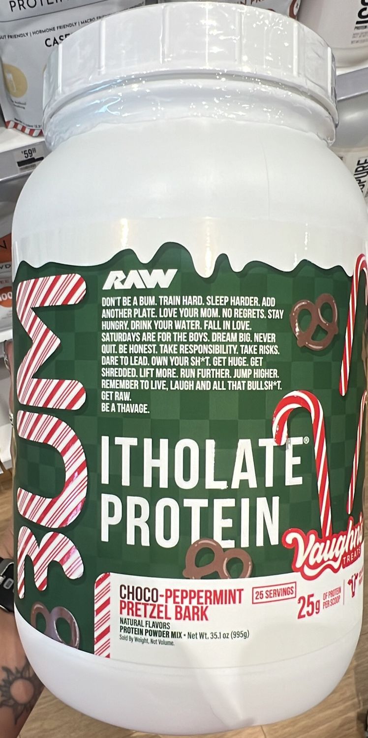 Bum itholate choco peppermint pretzel bark protein
